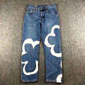 Levi's‎ 501 Crop Jeans Women Fits 26x25 Blue Paint by Number Denim Button Fly